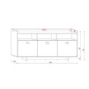 Buffet type design collection VICTORIA 3 portes, coloris blanc mat