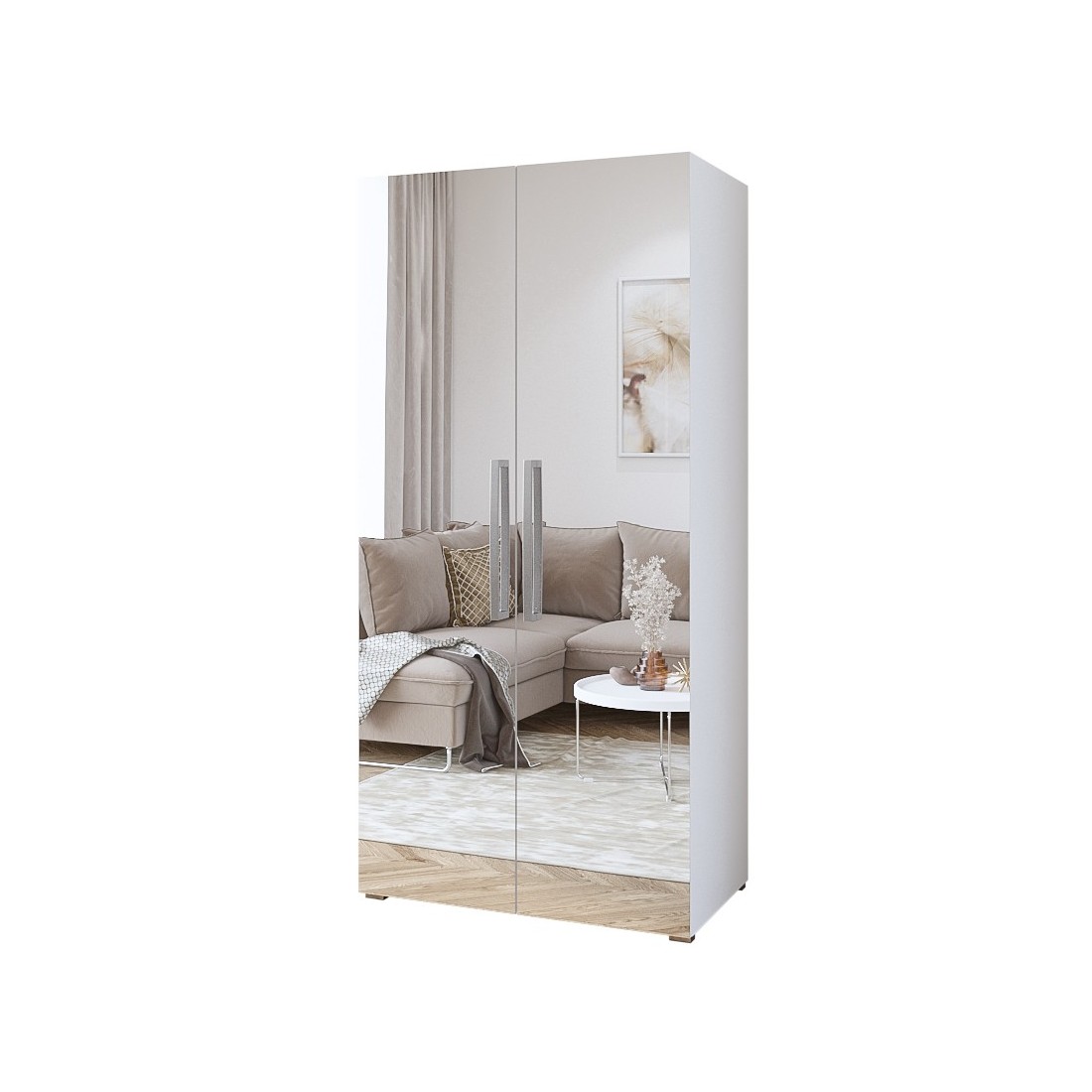 Armoire 100cm deux portes avec miroirs intégrales. Garde Robe collection BELLAGIO.