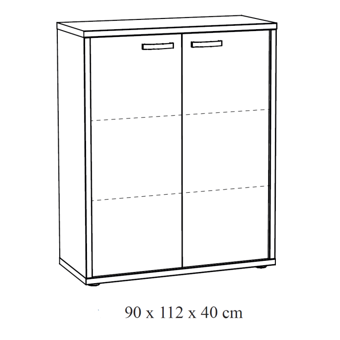 Rangement bureau - Meuble 2 portes coloris chêne et noir collection DEPÉ