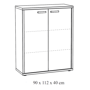 Rangement bureau - Meuble 2 portes coloris chêne et noir collection DEPÉ