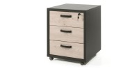 Caisson de rangement bureau 3 tiroirs Chêne et Noir | Collection DEPÉ | Meublorama