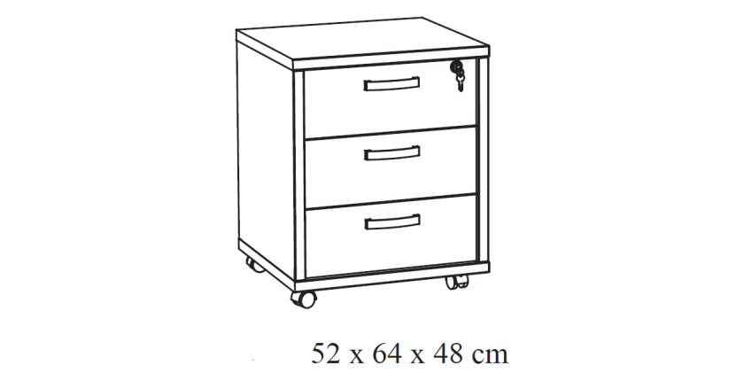 Caisson de rangement bureau 3 tiroirs Chêne et Noir | Collection DEPÉ | Meublorama