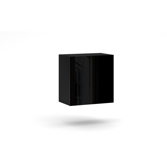 Petit meuble de rangement suspendu NEVER noir brillant 50cm