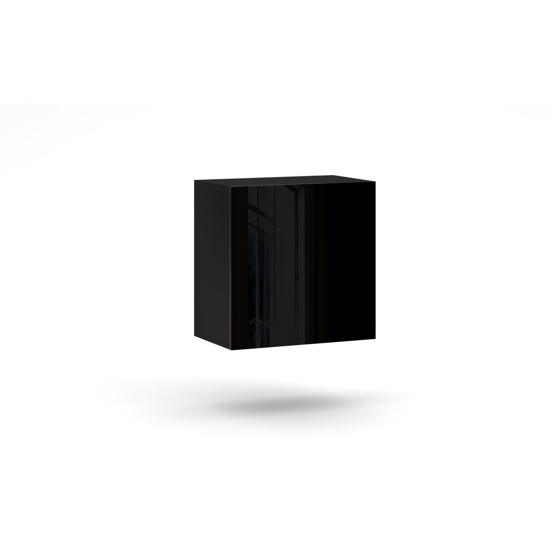 Petit meuble de rangement suspendu NEVER noir brillant 50cm