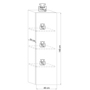 Colonne suspendu design NEVER, 1 porte, 40cm, blanc