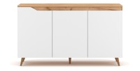 Buffet bas type scandinave collection TUEW 3 portes, coloris hêtre et blanc mat