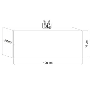 Meuble TV design suspendu NEVER 100 cm. 1 porte. Coloris noir et chêne clair