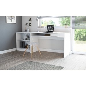 Large bureau droit coloris blanc collection SOB moderne et élégant