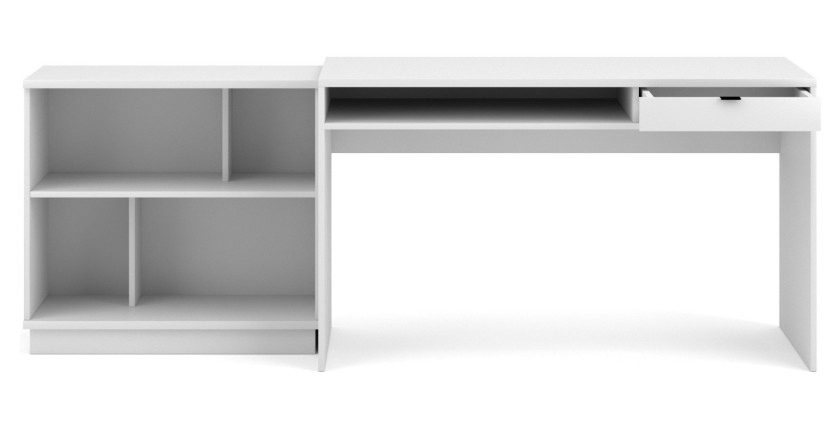 Large bureau droit coloris blanc collection SOB moderne et élégant