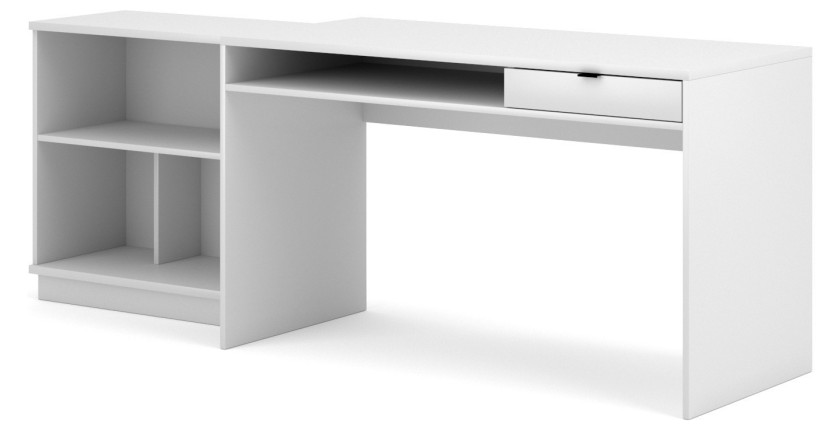 Large bureau droit coloris blanc collection SOB moderne et élégant