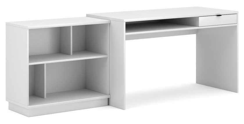 Large bureau droit coloris blanc collection SOB moderne et élégant