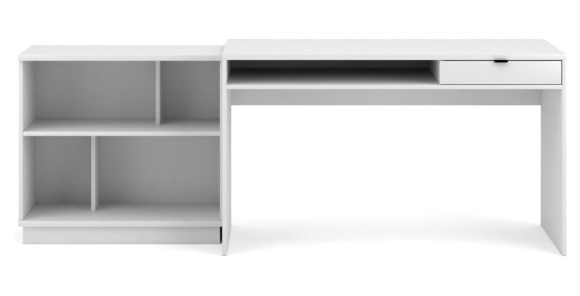 Large bureau droit coloris blanc collection SOB moderne et élégant