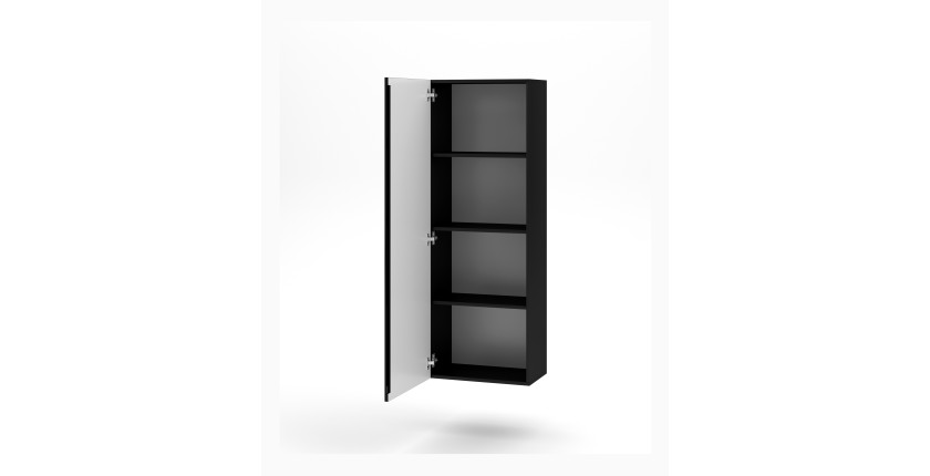 Colonne suspendue design NEVER, 1 porte, 140 cm, noir brillant