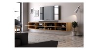 Meuble TV suspendu design CLUJ, 280 cm, couleur chêne wotan