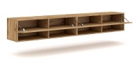 Meuble TV suspendu design CLUJ, 280 cm, couleur chêne wotan