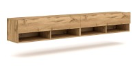 Meuble TV suspendu design CLUJ, 280 cm, couleur chêne wotan
