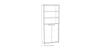 Bibliothèque de Bureau - Meuble 2 Portes et étagères  Chêne clair et Noir | Collection DEPÉ | Meublorama
