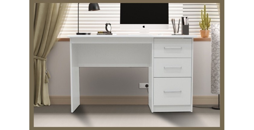 Bureau de la collection PRAGUE 3 tiroirs Blanc