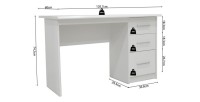Bureau de la collection PRAGUE 3 tiroirs Blanc