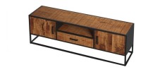 Meuble TV collection MADEIRO Structure métal et bois exotique de Mangolia. Idéal pour un salon de style industriel. L160cm