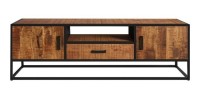 Meuble TV collection MADEIRO Structure métal et bois exotique de Mangolia. Idéal pour un salon de style industriel. L160cm