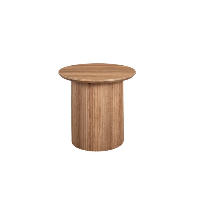 Table basse collection VAGOS effet chêne vieilli diamètre 50 cm
