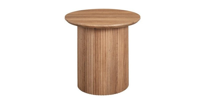 Table basse collection VAGOS effet chêne vieilli diamètre 50 cm