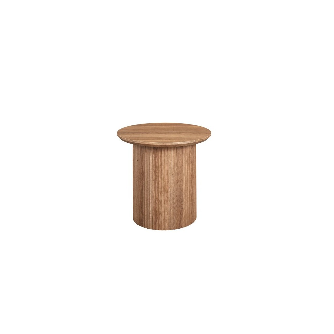 Table basse collection VAGOS effet chêne vieilli diamètre 50 cm