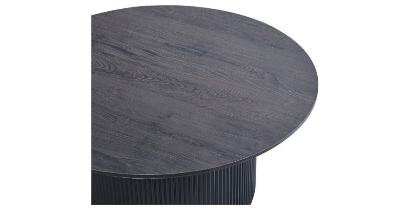 Table basse VAGOS – Effet bois brun foncé – Ronde – Diamètre 80 cm – Design élégant et robuste