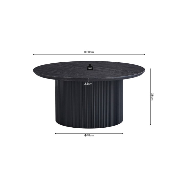 Salontafel VAGOS – Donkerbruin houteffect – Rond – Diameter 80 cm – Elegant en robuust ontwerp