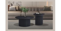 Couchtisch VAGOS – Dunkelbraune Holzoptik – Rund – Durchmesser 80 cm – Elegantes und robustes Design
