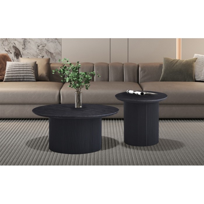 Salontafel VAGOS – Donkerbruin houteffect – Rond – Diameter 80 cm – Elegant en robuust ontwerp