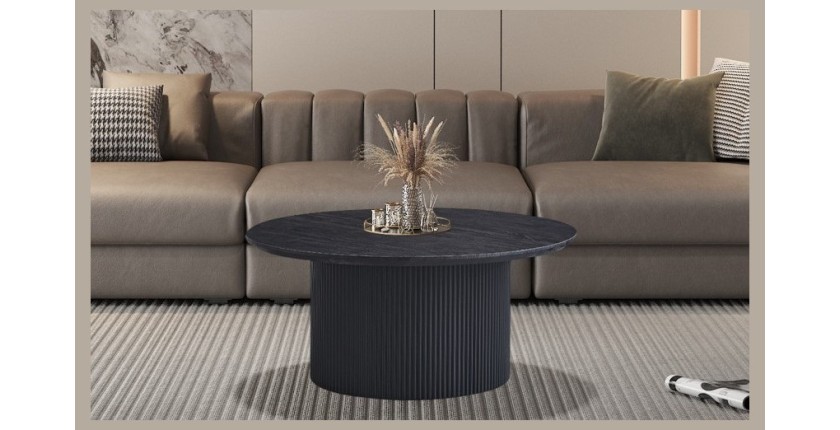 Couchtisch VAGOS – Dunkelbraune Holzoptik – Rund – Durchmesser 80 cm – Elegantes und robustes Design