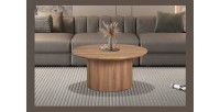 Table basse collection VAGOS effet chêne vieilli diamètre 80 cm