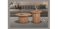 Table basse collection VAGOS effet chêne vieilli diamètre 80 cm