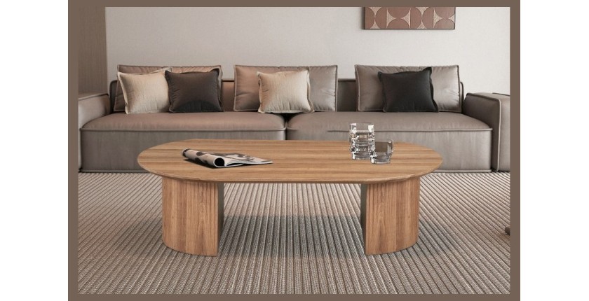 Table basse collection VAGOS effet chêne vieilli longueur 120 cm