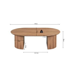 Table basse collection VAGOS effet chêne vieilli longueur 120 cm