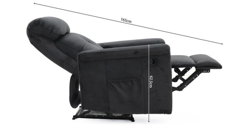 Fauteuil relaxation relevable manuellement VENISE coloris noir