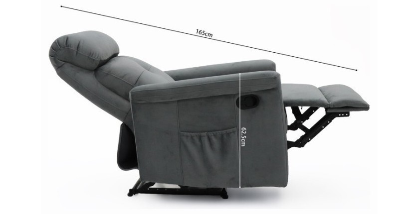 Fauteuil relaxation relevable manuellement VENISE coloris gris