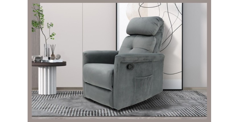 Fauteuil relaxation relevable manuellement VENISE coloris gris