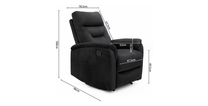 Fauteuil relaxation relevable manuellement PARIS coloris noir