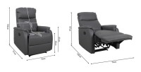 Fauteuil relaxation relevable manuellement BERLIN coloris gris