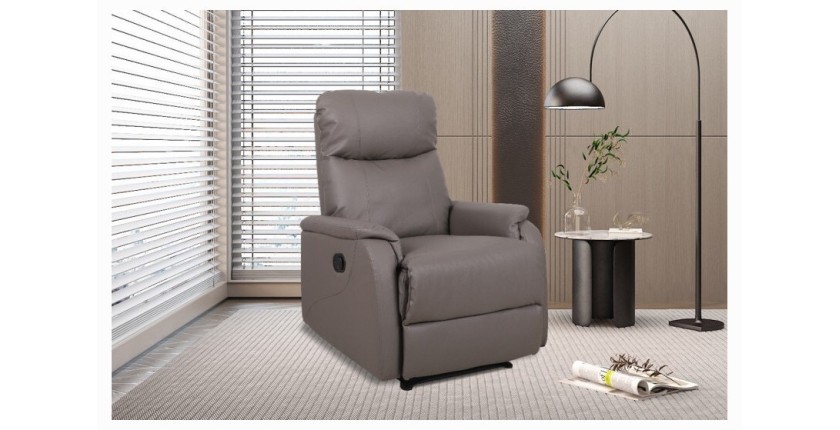 Fauteuil relaxation relevable manuellement BERLIN coloris taupe