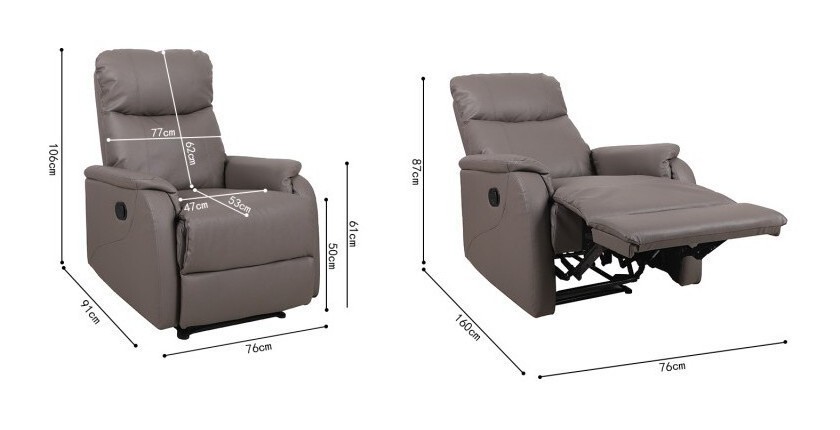 Fauteuil relaxation relevable manuellement BERLIN coloris taupe