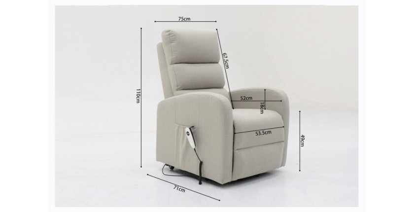 Fauteuil relaxation releveur electrique SYDNEY Tissu Gris clair