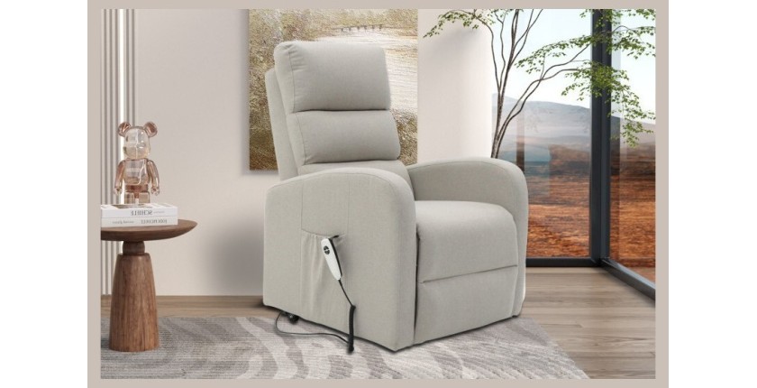 Fauteuil relaxation releveur electrique SYDNEY Tissu Gris clair