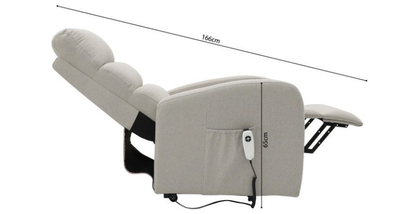 Fauteuil relaxation releveur electrique SYDNEY Tissu Gris clair