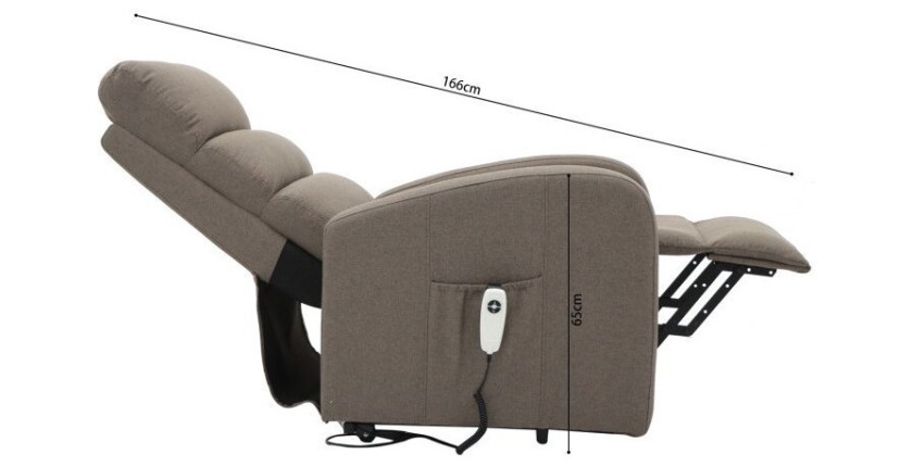 Fauteuil relaxation releveur electrique SYDNEY Tissu Taupe