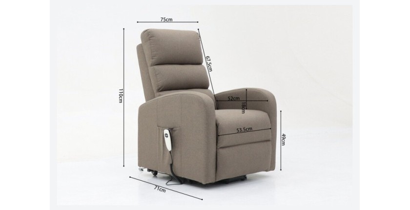 Fauteuil relaxation releveur electrique SYDNEY Tissu Taupe