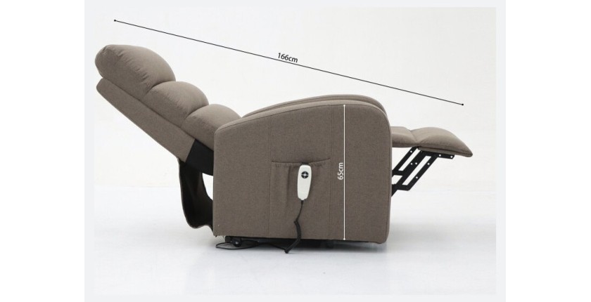 Fauteuil relaxation releveur electrique SYDNEY Tissu Taupe